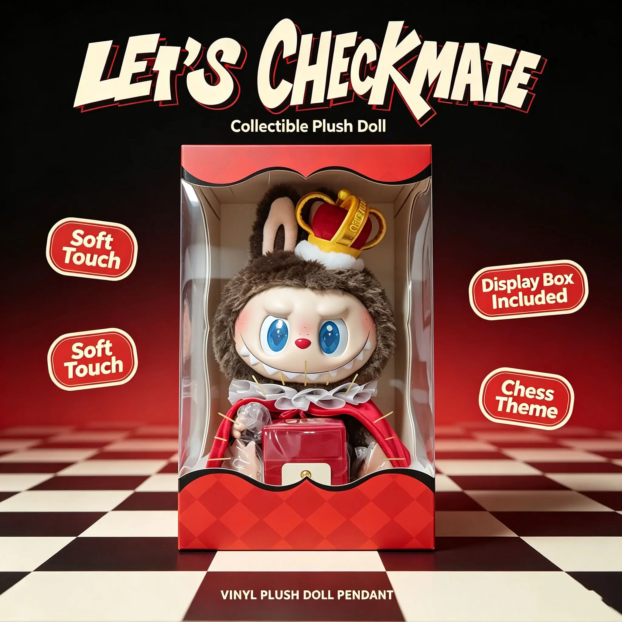 POP MART THE Monsters Let's Checkmate Series Vinyl Plush LABUBU Doll, Toys for Proposal Gift, Modern Home Decor, Collectible Toy Gift for Girlfriend, Fiance