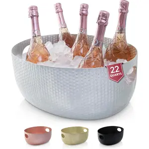 Large Beverage Tub for Parties - Metal Tub for  Bottles,Champagne,Beers - High Capacity Ice Bucket for Drinks -  Ice Buckets for Parties (22 qt) Outdoor Party Drink Bucket