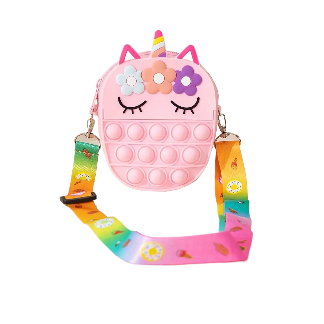 1pc New Unicorn Pattern Silicone Body Bag Zipper Closure Coin Purse for Outdoor Travel