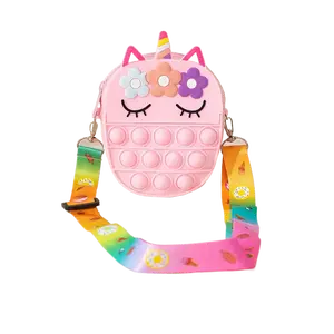 1pc New Unicorn Pattern Silicone Body Bag Zipper Closure Coin Purse for Outdoor Travel