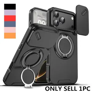 Durable Anti-Drop Sliding Camera Case Casing for iPhone 17/16/15/14/13 Pro Max, Shockproof Protective Cover with Stand Feature Accessories