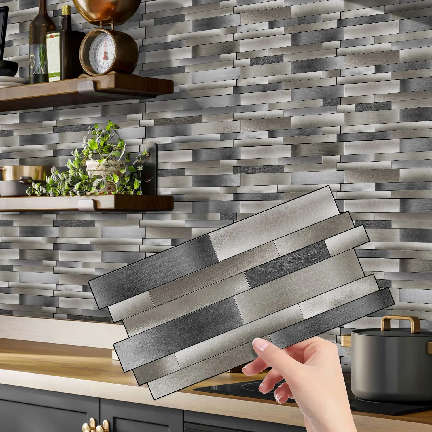 (12pcs/24pcs/48pcs) Peel and Stick Faux Marble Wall Tiles, PVC Waterproof Wall Stickers, Suitable for Kitchen Marble Backsplash Wallpaper, Bathroom Countertops, Walecorative Stickers, 4.72 inches X 9.68 inches