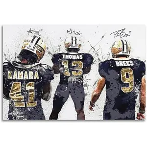 Rugby Star Poster Alvin Kamara Drew Brees Michael Thomas Poster Print NOT Canvas Unframed