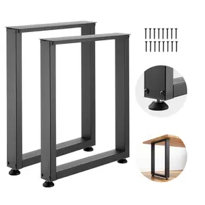 VEVOR Table Legs, 29.5" H x 23.6" W Square Steel Furniture Legs, Modular Design, Easy Assembly, 2204 lbs Max Load Heavy Duty, for Home Office Desk, Workbenches, Dinner Bar Tables, Set of 2, Black