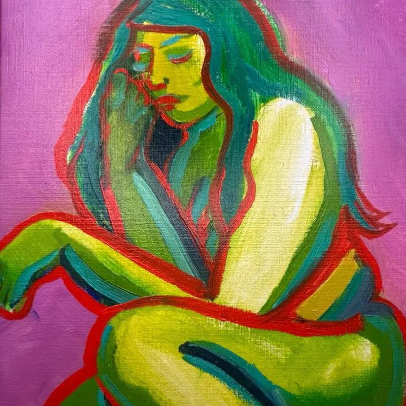 Original Oil Painting "Growth" on Canvas Board, Matted to Fit 11x14 Frame