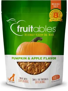 Fruitables Pumpkin & Apple Dog Treats – Baked, Low Calorie, Wheat-Free, 12 oz Bag