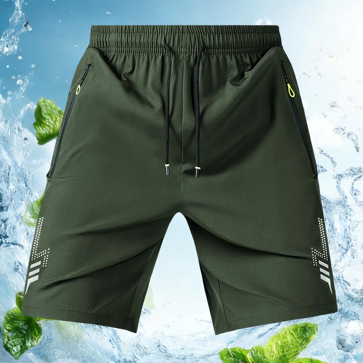 Pack of 3 unisex fashion athletic shorts featuring reflective geometric prints on both sides, a drawstring waistband, and side zipper closures.Perfect for summer wear, everyday exercise, and outdoor activities like running.