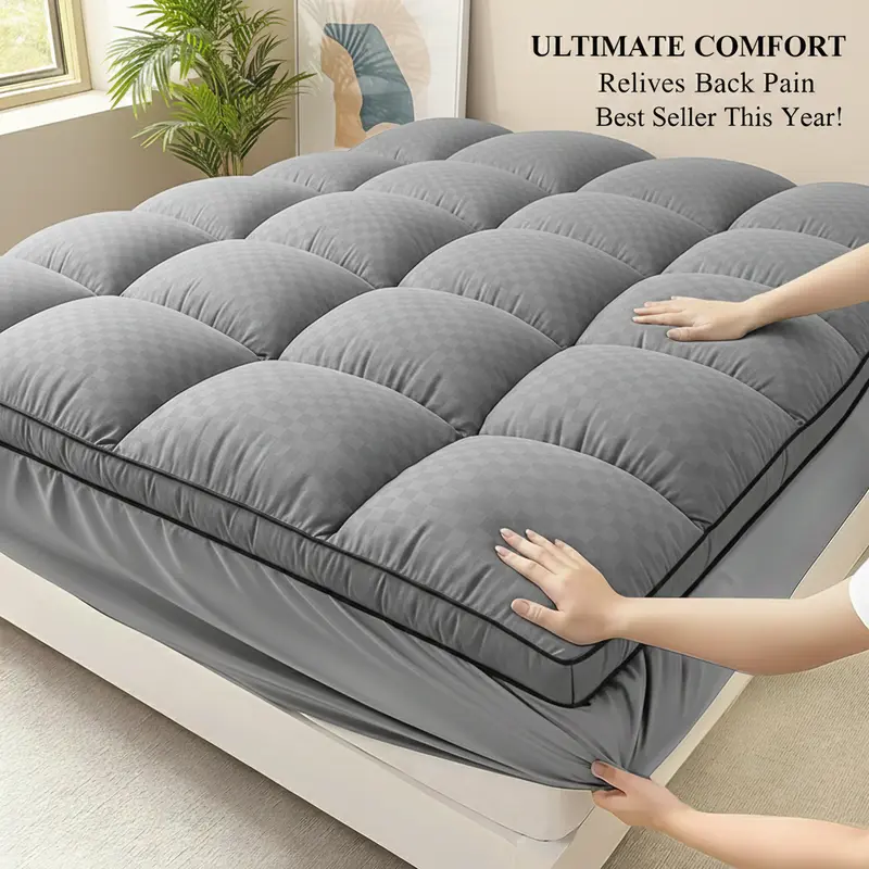 Thick Quilted Mattress Topper Cover – Stretchable Deep Pocket Fits 8–21 Inch Mattresses, Soft & Cooling