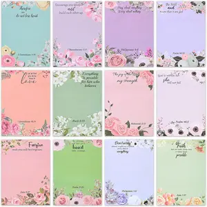12 sheets of motivational scripture notes, self-adhesive floral notes, suitable as gifts for women, teachers, nurses and believers - 3x4 inch quote notebooks, teacher's day gifts, nurse's thank-you letters, smooth writing surface, inspirational quotes, fe