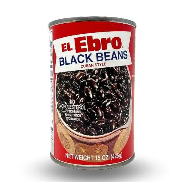 El Ebro Instant Garlic-Infused Cuban-Style Black Beans, 15 oz, Cholesterol-Free Refrigerated Vegetable Food with Salt