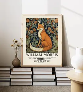 Vintage William Morris Fox Print, Vintage Botanical Wall Art, Vintage Animal Poster, Woodland Print