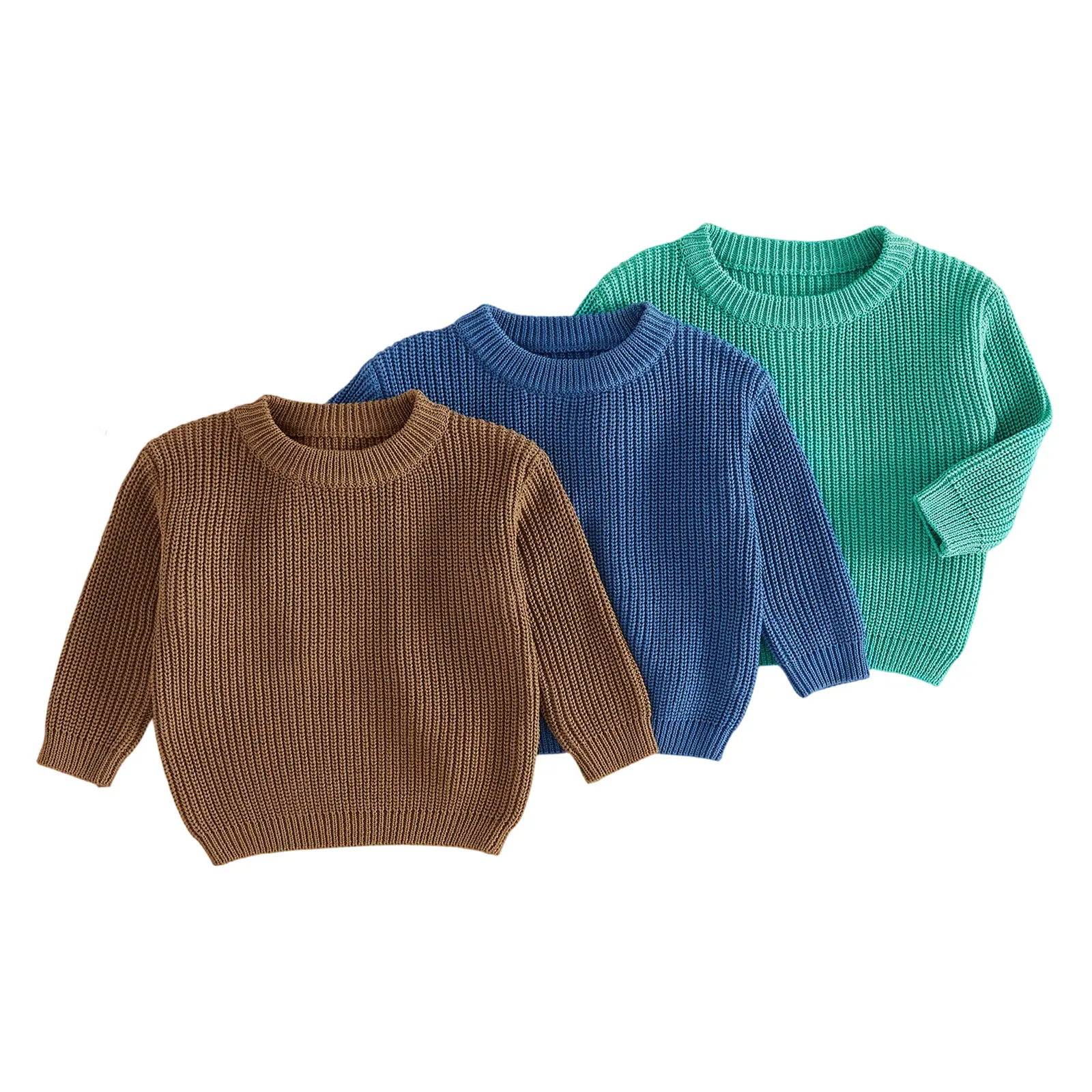 Toddler Baby Little Boys Chunky Sweater Casual Solid Color Infant Pullover Knitwear Warm Clothes 0-5 Years