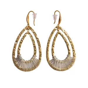 Wire Wrap Gold Drop Earrings