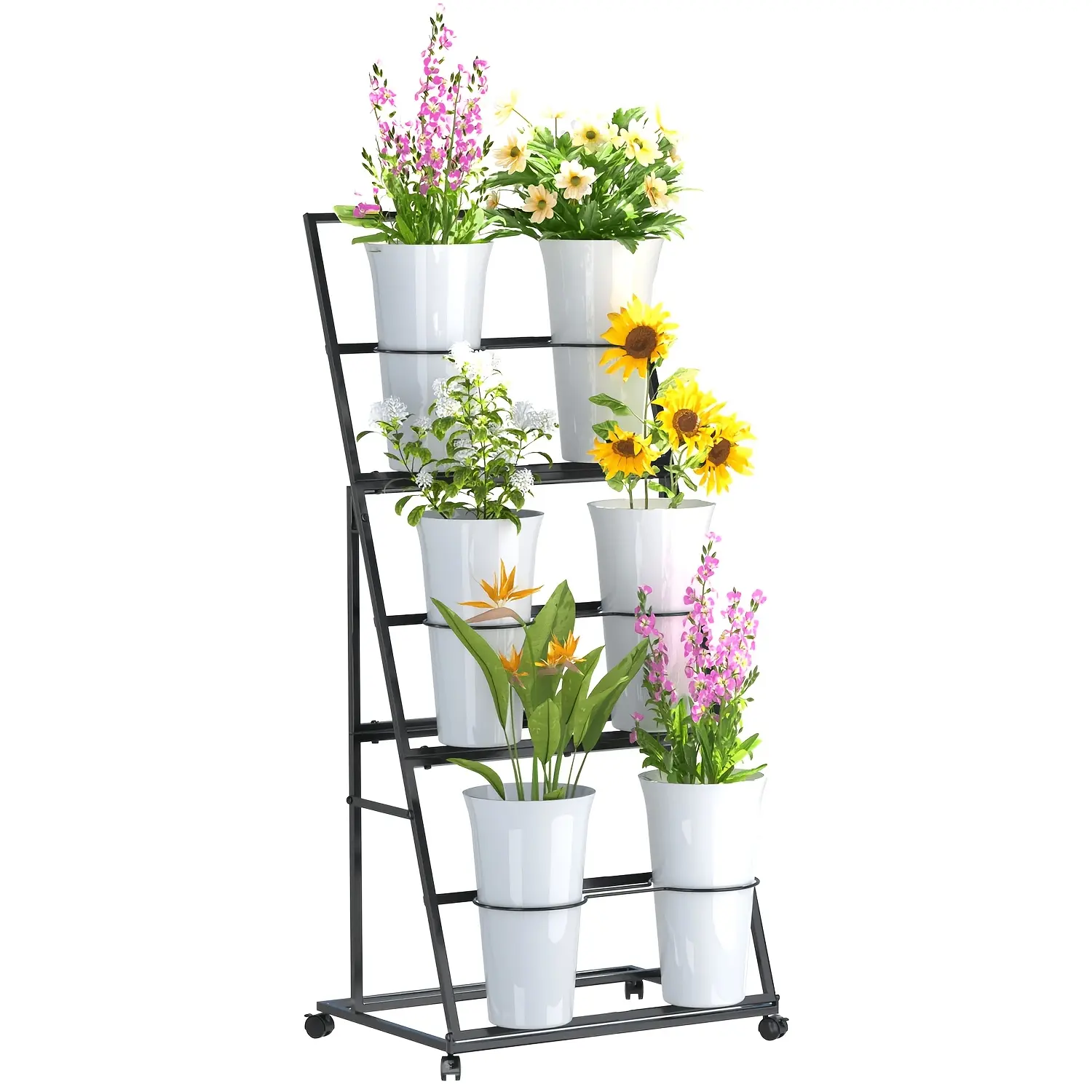 Vertical Garden Display Rack with 6 Pots for Indoor Plants and Flowers