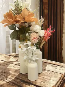 Modern Ceramic Vase Set of 3,Nordic Minimalist Book Style Shelf Decor, Boho Aesthetic Vases for Trendy Home Living Room Entryway Coffee Table Decorative