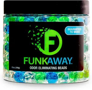 FunkAway Odor Eliminating Beads, 12 oz., Supercharged Odor Absorbing Beads for the House, Car or Gym, Eliminate Smoke, Pet and Bathroom Odors for Long-Lasting Results