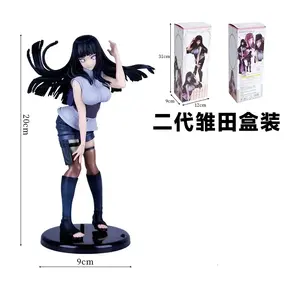 New 20cm Doll Model Uzumaki Naruto Anime Figures 2nd Generation Long Hair Hyuga Hinata Figurines Car Decoration Kids Toys Gifts
