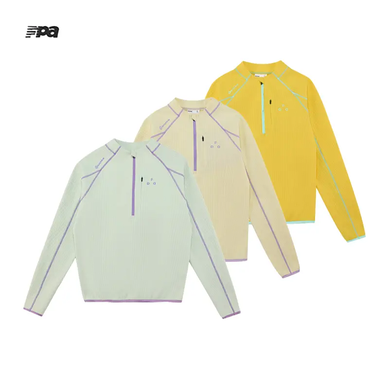 FPA Women's Half‑Zip Long‑Sleeve Activewear Top, Half‑Zip Pullover, Slim‑Fit Quick‑Dry Running Top, Waffle Knit Fabric Shirt With Contrast Stitching for Outdoor Streetwear