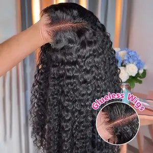 Bling Hair 6x4 Glueless Lace Front Wig 100% Human Hair 180% Density Loose Deep Wave Pre Cut Pre Plucked Hair Line HD Lace Closure Wig For Women Natural Look Easy to Apply #SummerVibes