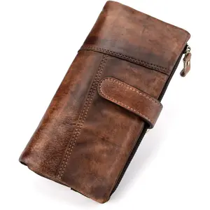 Long Wallet for Women  Checkbook Wallets with RFID Blocking Card Holder (Coffee color)