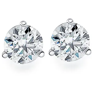 1.50Ct Round Brilliant Cut Natural Diamond Stud Earrings in 14K Gold Martini Setting