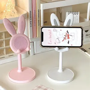 2PCS Cell Phone Stand,Angle Height Adjustable Bunny Phone Stand for Desk,Cute Rabbit Phone Holder Stand for Desk