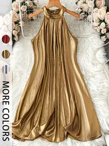 Elegant Halter Neck Short Dress, Fashionable and Chic, Perfect for Special Occasions, High-End Style Clothing