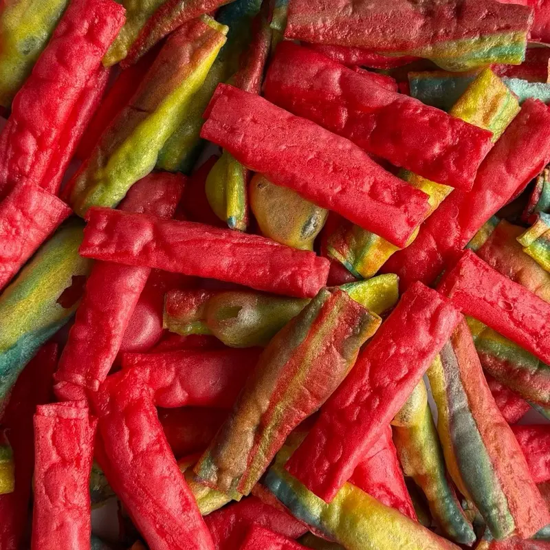 Freeze Dried Fruit Roll Up Crunchy Roll Up Trending Candy in Vibrant Rainbow Colors Perfect for Snacking