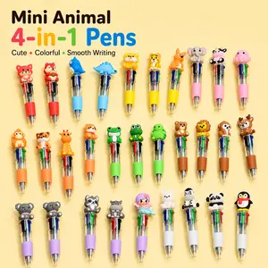Mini Animal Multicolor Pens in One 4-in-1 Cute Pens Bulk for Kids, Ballpoint Pen for Birthdays and Children's Parties, Fun Gifts Assorted Ink Kawaii Pen