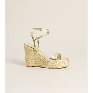Chic On Arrival Metallic Espadrille Wedges