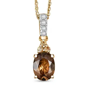 AAA Golden Turkizite and Multi Gemstone 1.60 ctw Crown of Flames Pendant Necklace 20 Inches in 18K Vermeil Yellow Gold Over Sterling Silver Christmas Gifts
