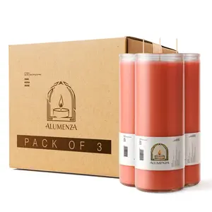 Bulk 3 Pack Pink 7 Day Candles in Glass Jar – Paraffin Wax, Clean Burning Unscented | Large & Tall Devotional Prayer Pillar Candles for Home, Memorial, Spells, Long Lasting