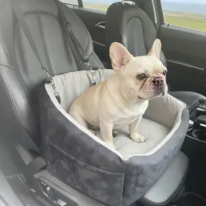 Car Seat for Small and Medium Dogs, Convenient Elevated Pet Bed with Storage Bag, Safety Belt Included, Easy to Clean Travel Bed