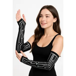 Cyberpunk Long Arm Gloves for Adults - Black Futuristic Halloween Accessory