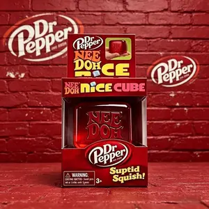 Needoh Nice Cube Water Drop Squeeze Toy Dr Pepper, Red Stylish Sensory Stress Relief Ball, Soft Squishy Fidget Toy, Relaxing Anxiety Reducing Hand Toy, Perfect Gift for All Ages