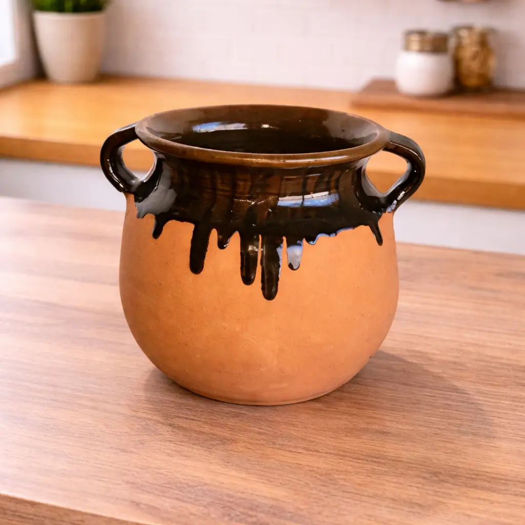 Mexican Clay Olla Pot Handmade Rustic Terracotta Bean Pot Traditional Barro Cooking Pot Kitchen Decor Farmhouse Crock Pot