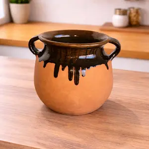 Mexican Clay Olla Pot Handmade Rustic Terracotta Bean Pot Traditional Barro Cooking Pot Kitchen Decor Farmhouse Crock Pot