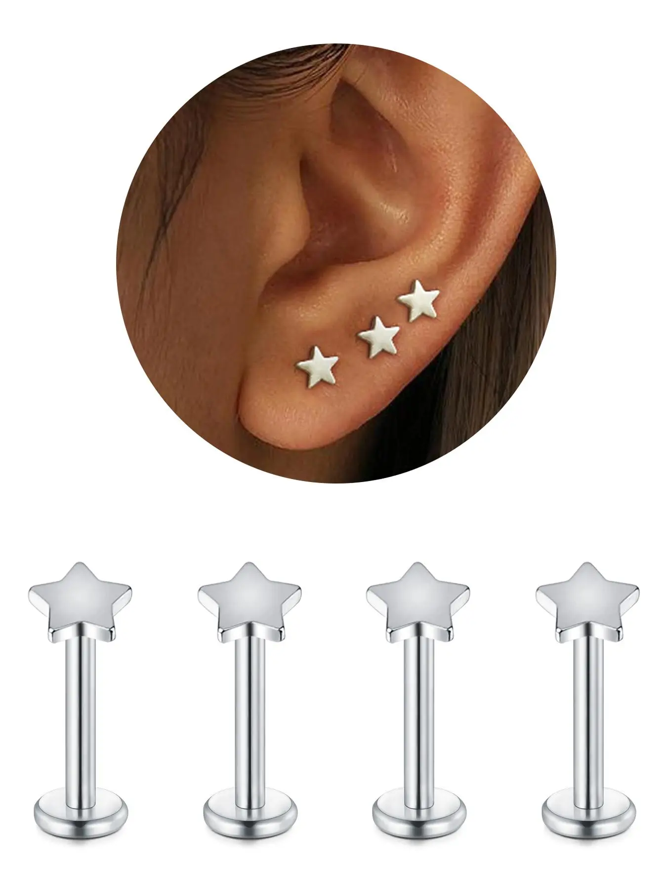 Star Design Stud Earrings, Ear Studs, Cute Earrings for Women, Stainless Steel Earrings, High Quality Earrings, Fashion Jewelry for Party, Daily Clothing Decor, Trendy All-match & Exquisite Jewelry for Birthday Gift, Earrings Stack Set, Earring Stacks