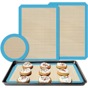 3 Pack Silicone Baking Mats, Oven Liners, Reusable Food Safe Cookie Sheets For Baking, Warp Resistant & Heavy Duty Bakeware Mat For Making Macaroon, Pizza, Cookie, Pastry, Bread