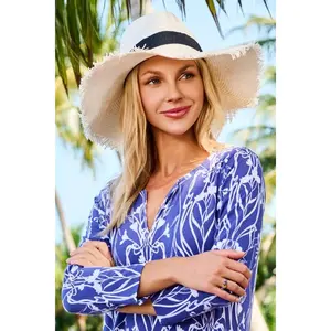Nassau Shantung Straw Frayed Sun Hat | Dark Brown