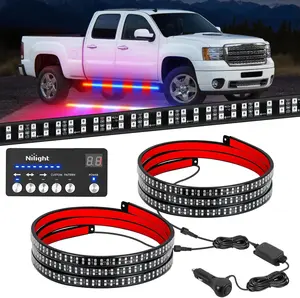 Nilight 2PCS 70 Inch Strobe Light Strip with Controller 864 LED Red Blue Running Board Lights Flexible Side Flashing Working Safety Waterproof for Truck Construction Pickup summervibes