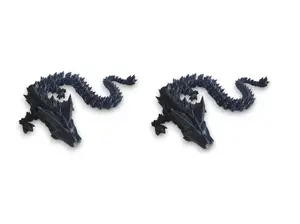 PowerTRC 2PCS 3D Printed Dragon (Black Color) - Extra Large Flexible Fidget 3D Printed Crystal Dragon Toy, Gift Bag Filler, Desk Decoration, Party Favor, Easter Basket Stuffers (17 Inch Dragon)