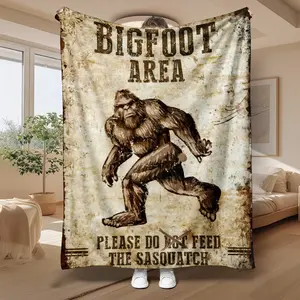 Bigfoot Themed Super Soft Warm Throw Blanket with Storage Bag, Lightweight Cozy Flannel Blanket for Home Sofa, Office, Travel, Camping, Perfect Gift for Fans
