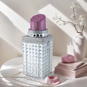 Bling Acrylic Lipstick Shaped Evening Clutch Women Sparkly Rhinestone Handbag Party Wedding Bride Crossbody Shoulder Purse