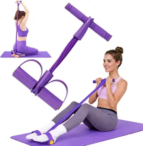 Resistance Bands with Handles, 8-Tube Foot Pedal, Natural Rubber Ankle Puller for Sit-ups & Full Body, Portable Home Gym Strength for Legs, Arms & Core