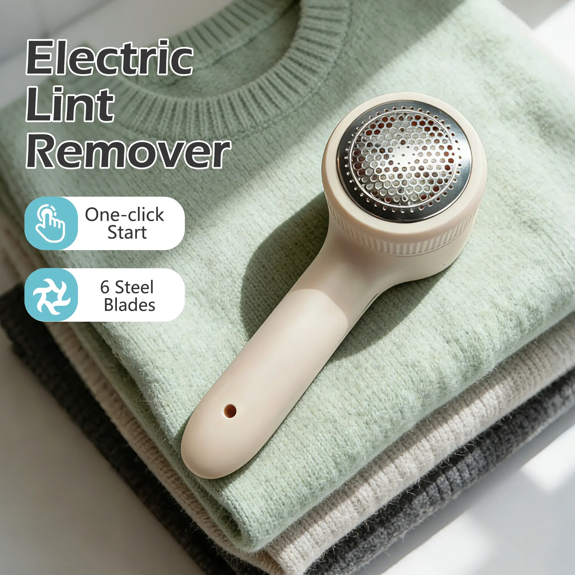 1 Count Rechargeable Fabric Shaver, Compact and lightweight design, Store in any drawer, Takes minimal space