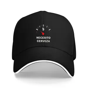 Adjustable "Necesito Una Cerveza" Baseball Cap - Hip Hop Street Style, Black with Red & White Graphic, Sun Protection Trucker Hat for Men & Women, Ideal for Fishing & Outdoor Activities, Outdoor Headwear | Casual Cap | Polyester Ca