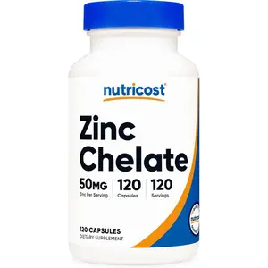Nutricost Zinc Chelate 50mg, 120 Vegetarian Capsules - Gluten Free and Non-GMO