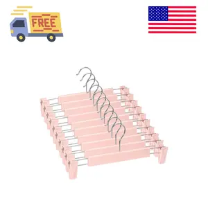 10 Pack Skirt Hangers, PantsHangers with Clips，360 ° pink