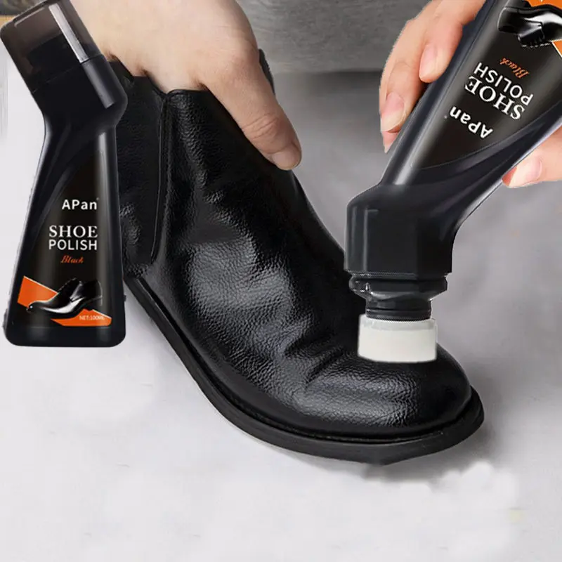 Liquid Shoe Polish 100ML, Deep Cleaning & Shine for Leather Shoes & Bags, Sponge Applicator Included, Nourishes Leather, Footwear Cleaner, Leather Care